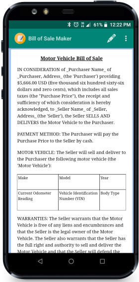 Bill of Sale Maker